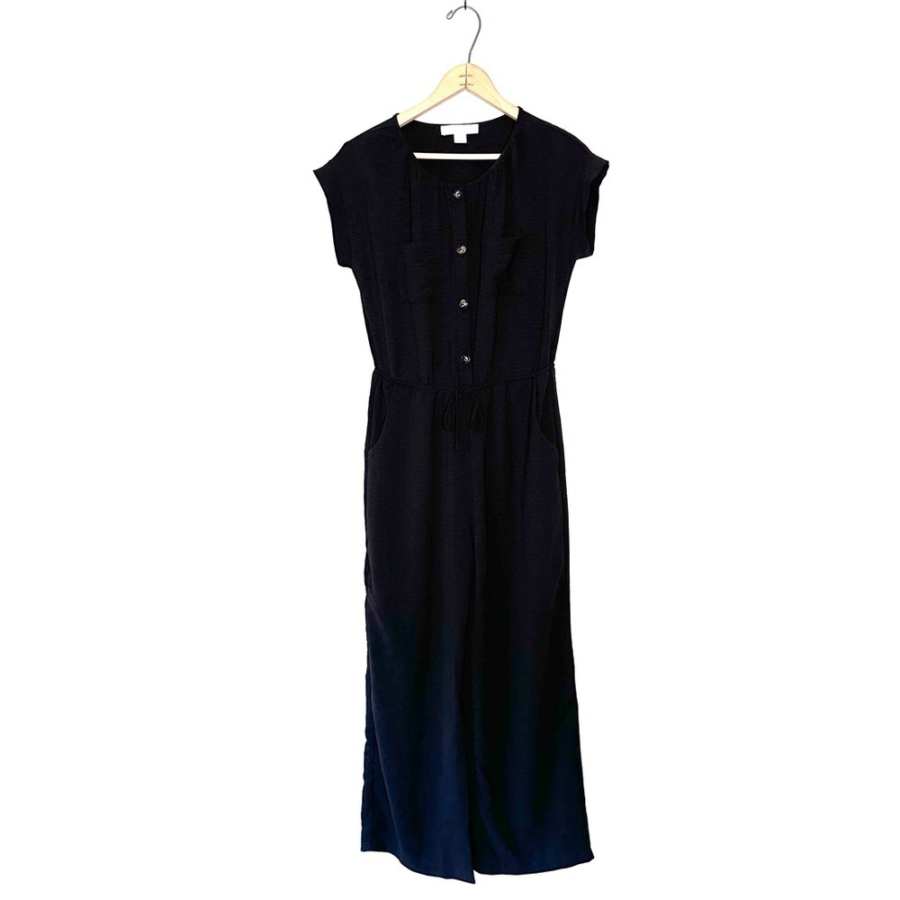 Monteau Black Short Sleeve Jumpsuit Size Medium